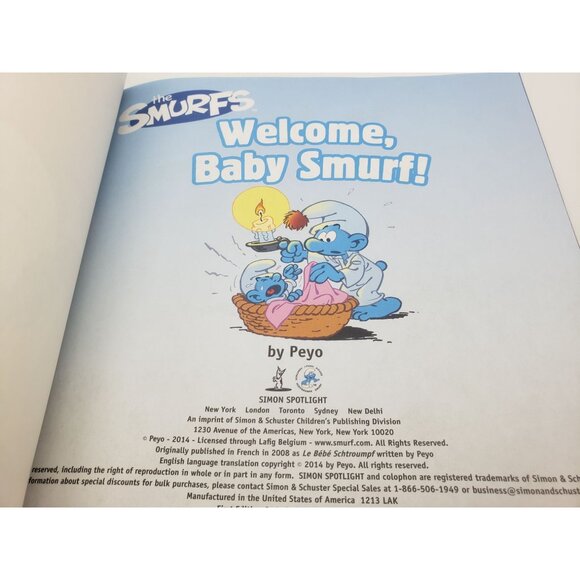 The Smurfs Welcome Baby Smurf Childrens Book First Edition - Picture 2 of 7